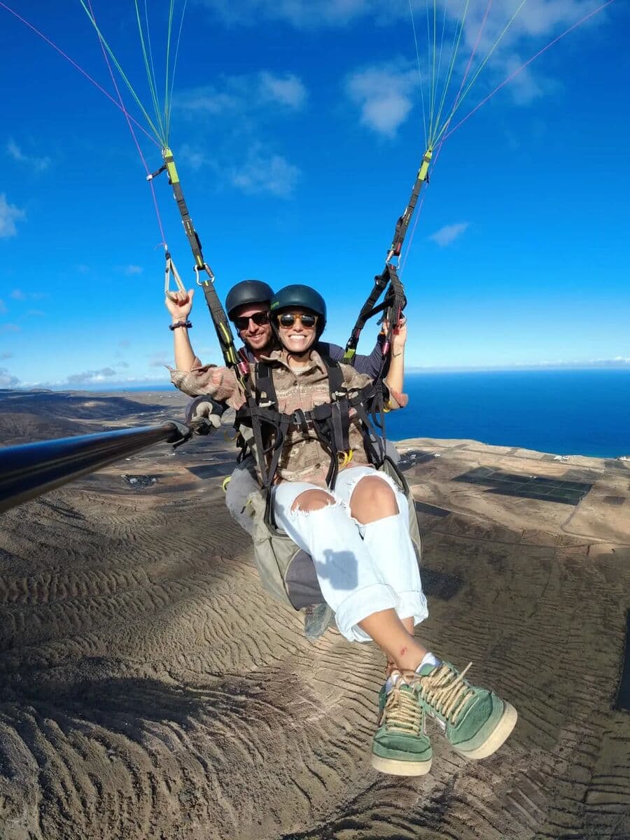 A tandem selfie high above the coast and the Atlantic